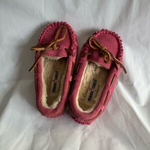 Minnetonka Raspberry Suede Moccasins